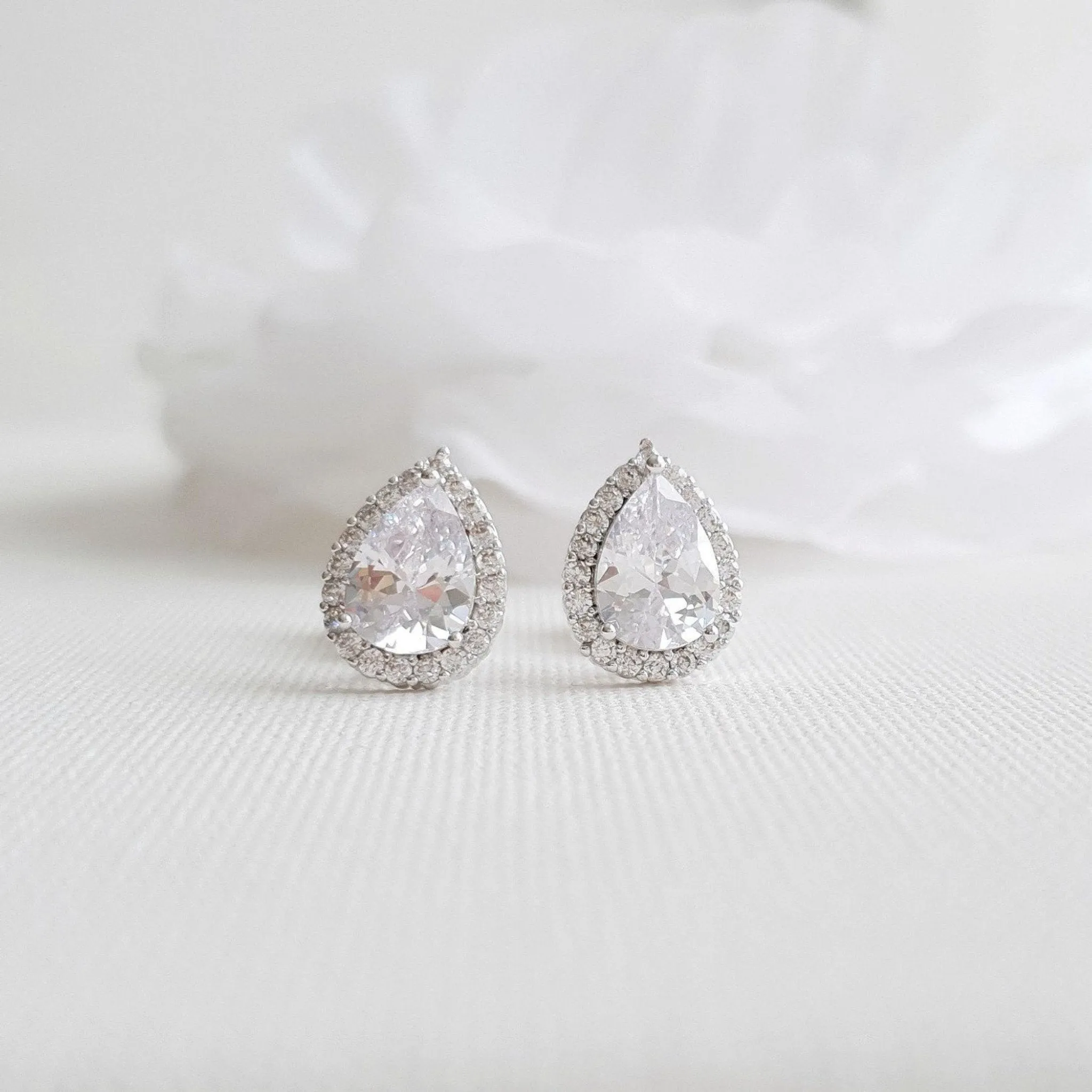 Clip On Bridal Stud Earrings for Weddings,Prom Bridesmaids- Emma