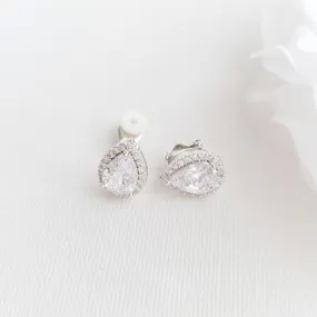 Clip On Bridal Stud Earrings for Weddings,Prom Bridesmaids- Emma