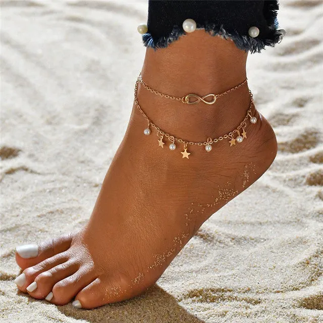 Color Rice Beads Ankle Bracelet Bohemian Mixed Irregular Beads anklets for Women