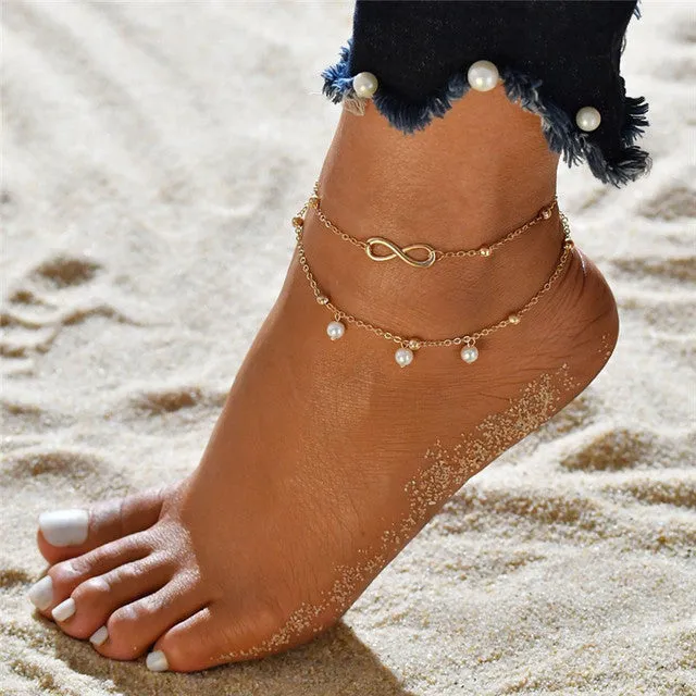 Color Rice Beads Ankle Bracelet Bohemian Mixed Irregular Beads anklets for Women