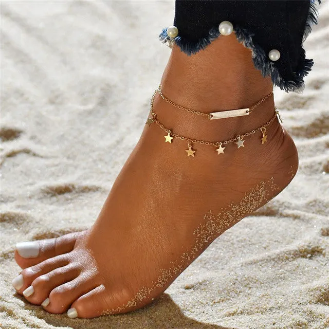 Color Rice Beads Ankle Bracelet Bohemian Mixed Irregular Beads anklets for Women