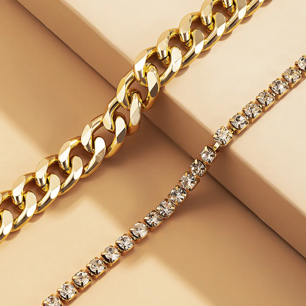 Crystal Anklet for Women Gold Silver Color Cuban Chain Boho Ankle  Bracelet