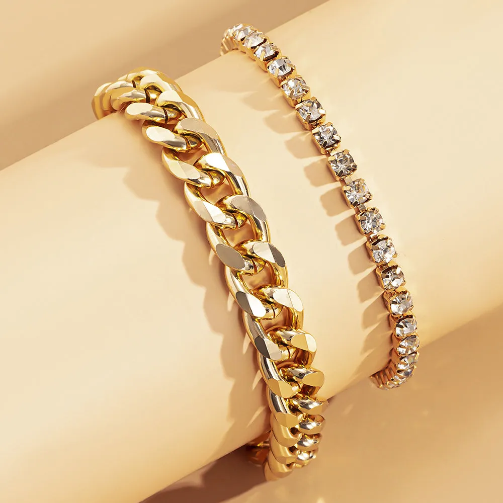 Crystal Anklet for Women Gold Silver Color Cuban Chain Boho Ankle  Bracelet