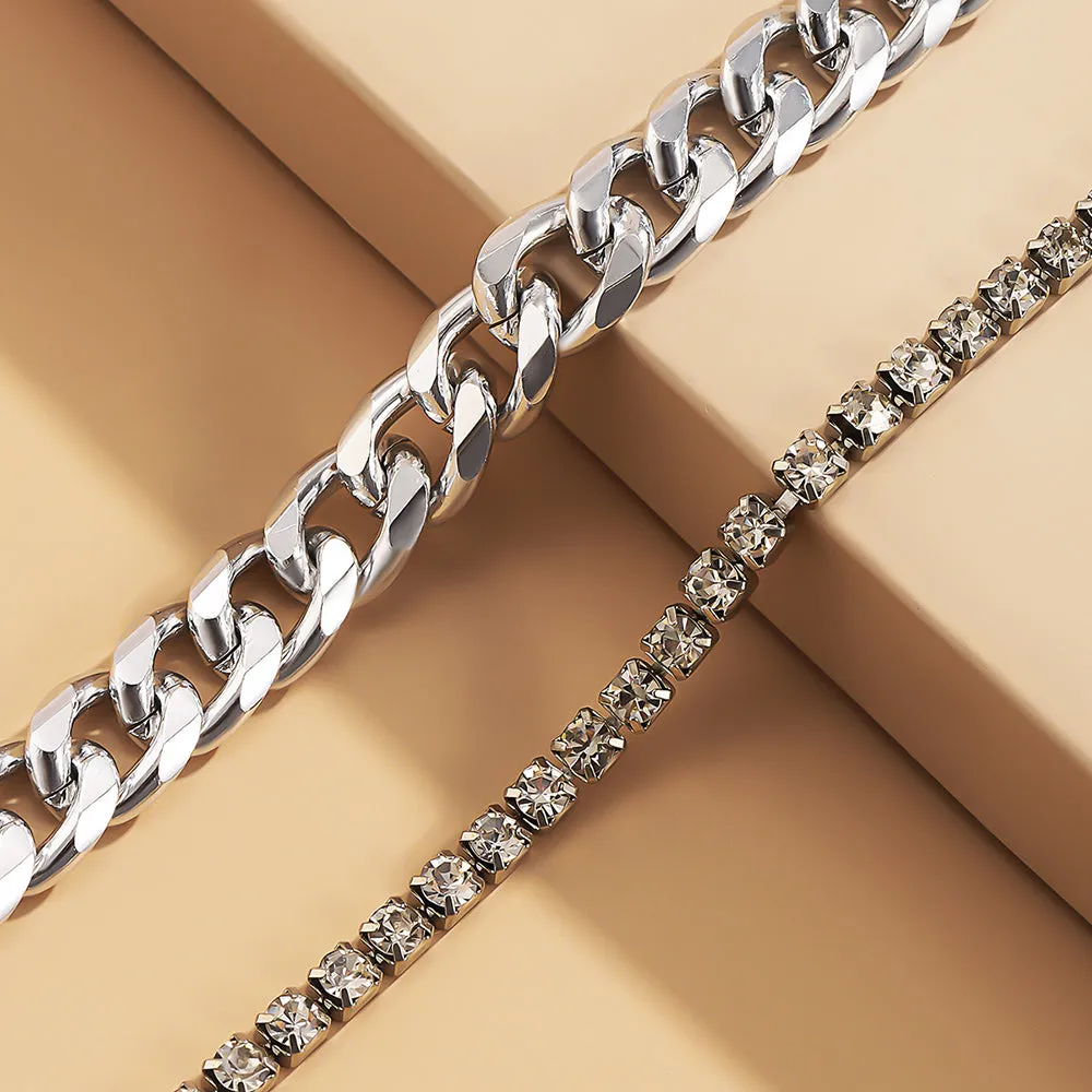 Crystal Anklet for Women Gold Silver Color Cuban Chain Boho Ankle  Bracelet