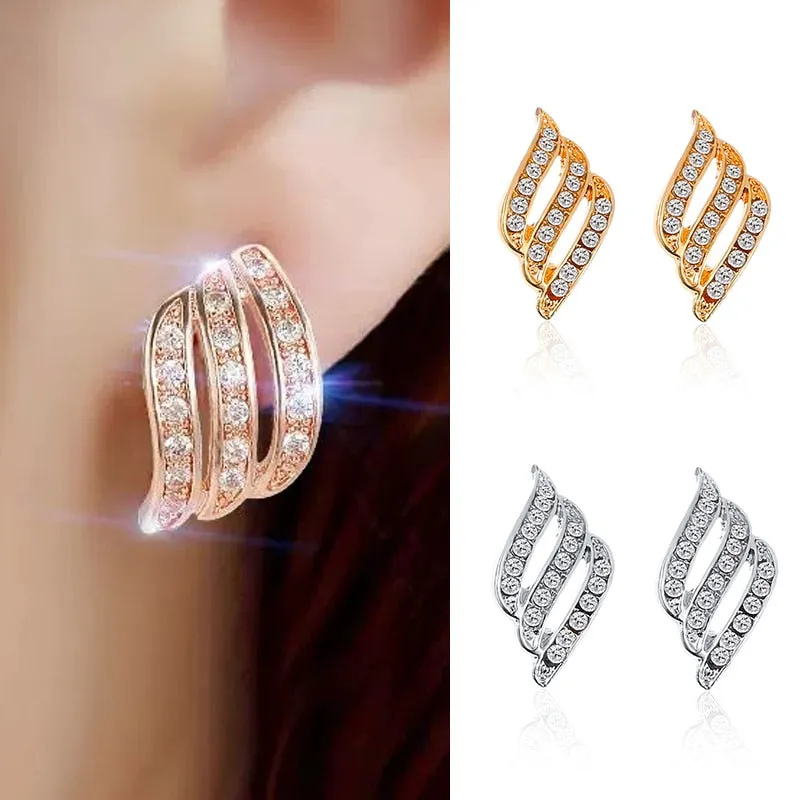 Crystal Flower Stud Earrings for Women