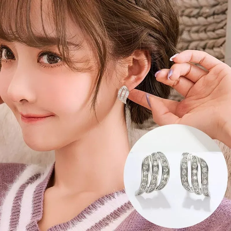 Crystal Flower Stud Earrings for Women