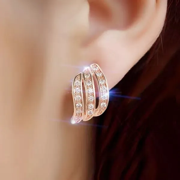 Crystal Flower Stud Earrings for Women