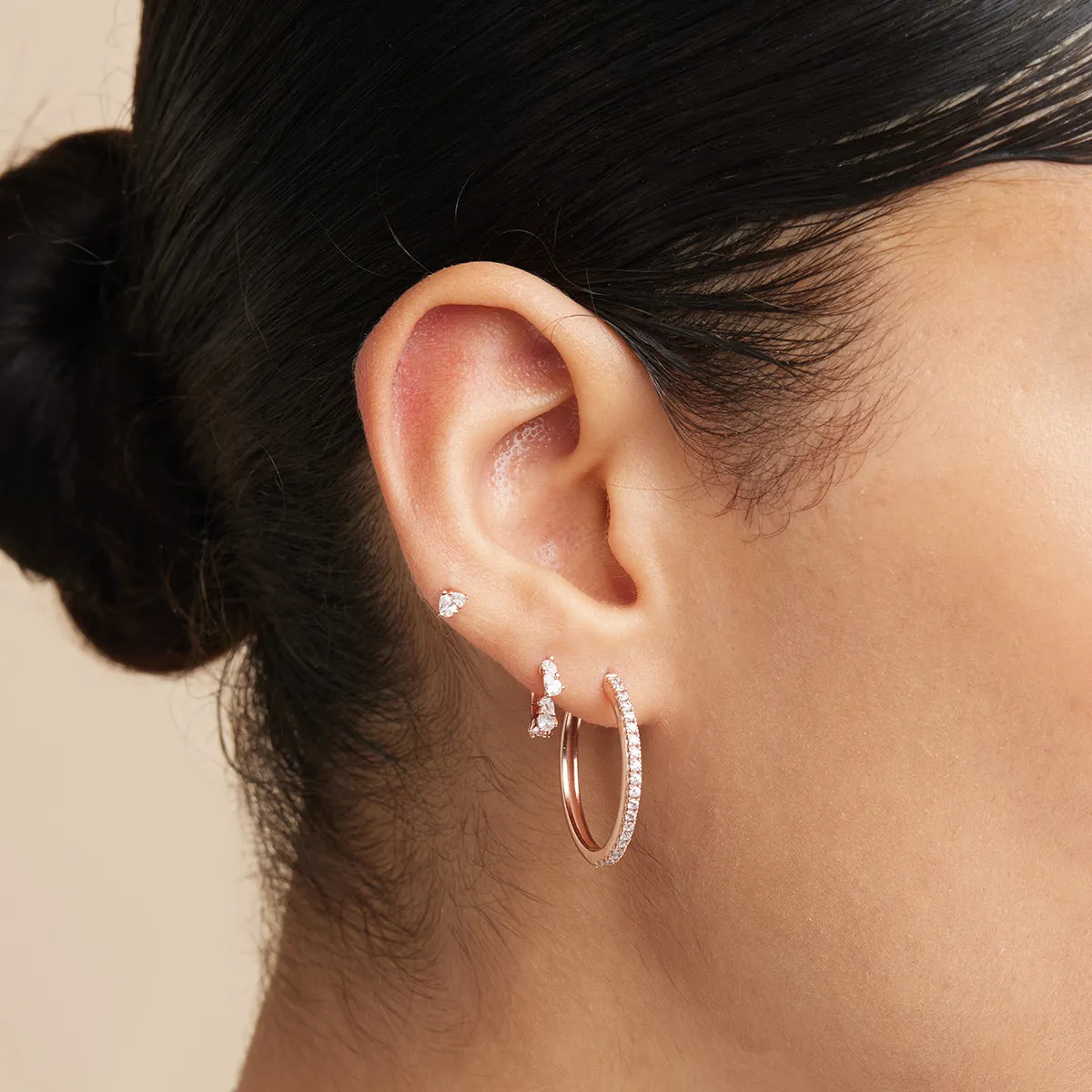 Crystal Pear Stud Earrings in Rose  Gold