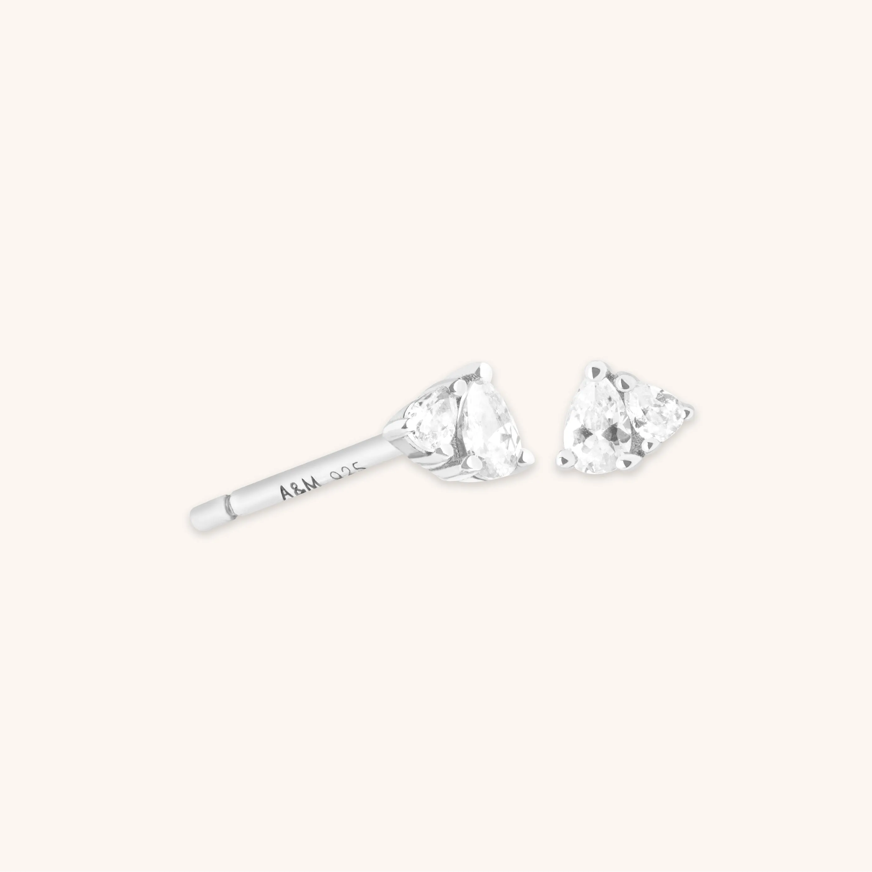Crystal Pear Stud Earrings in Silver