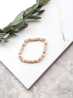 Crystal Single Strand Beaded Bracelet, Cream and Gold