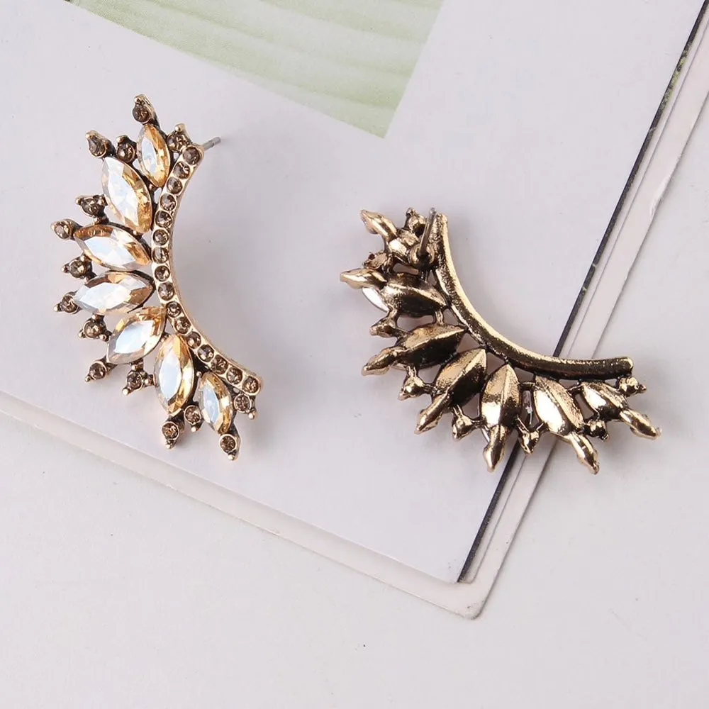 Crystal Stud Drop Earrings