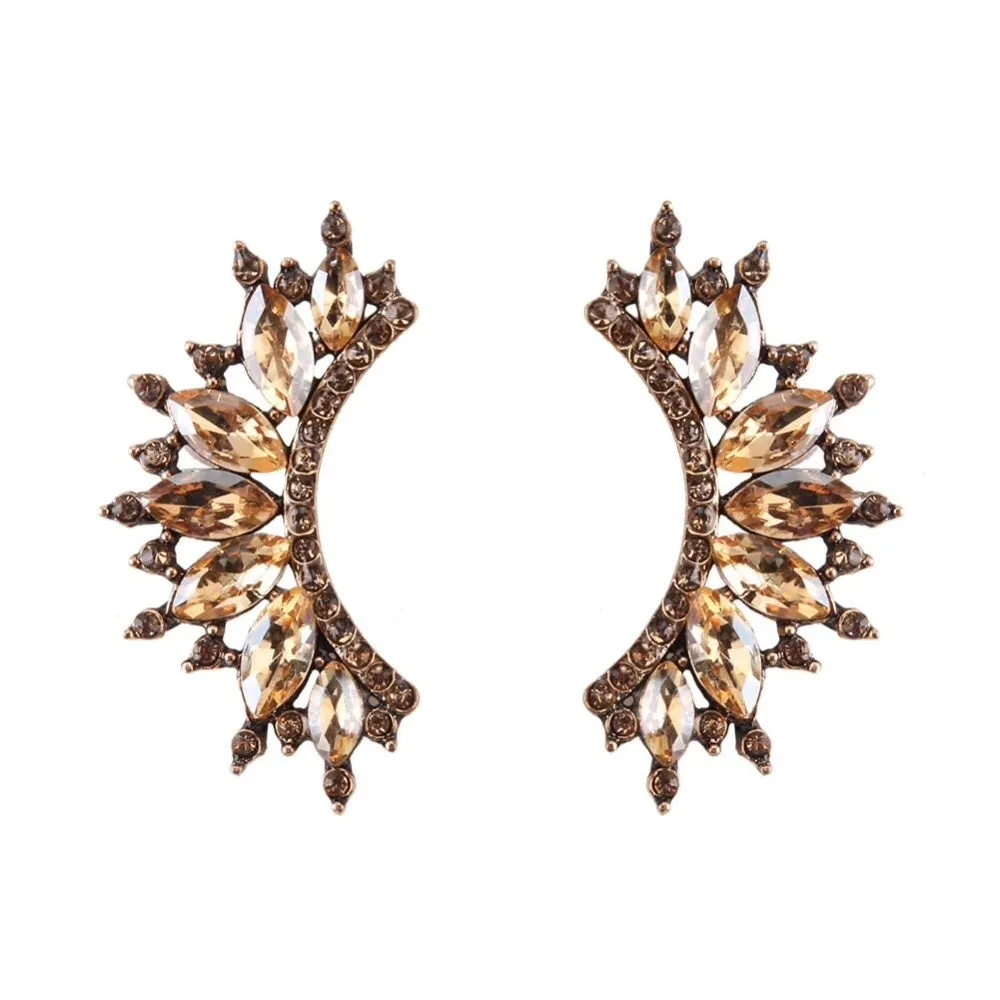 Crystal Stud Drop Earrings