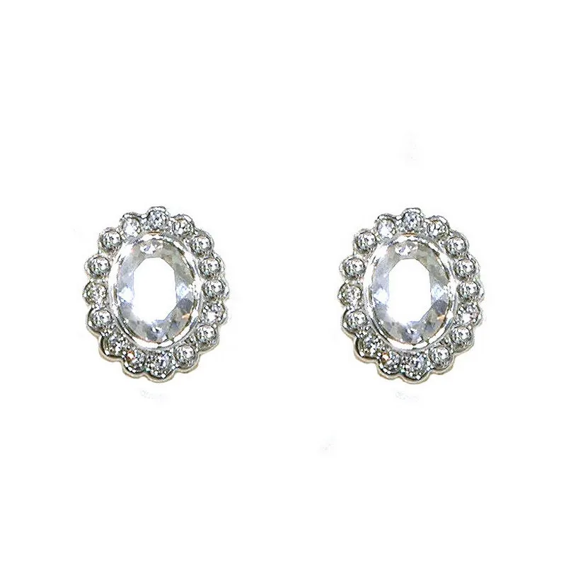 crystal stud rhodium earring