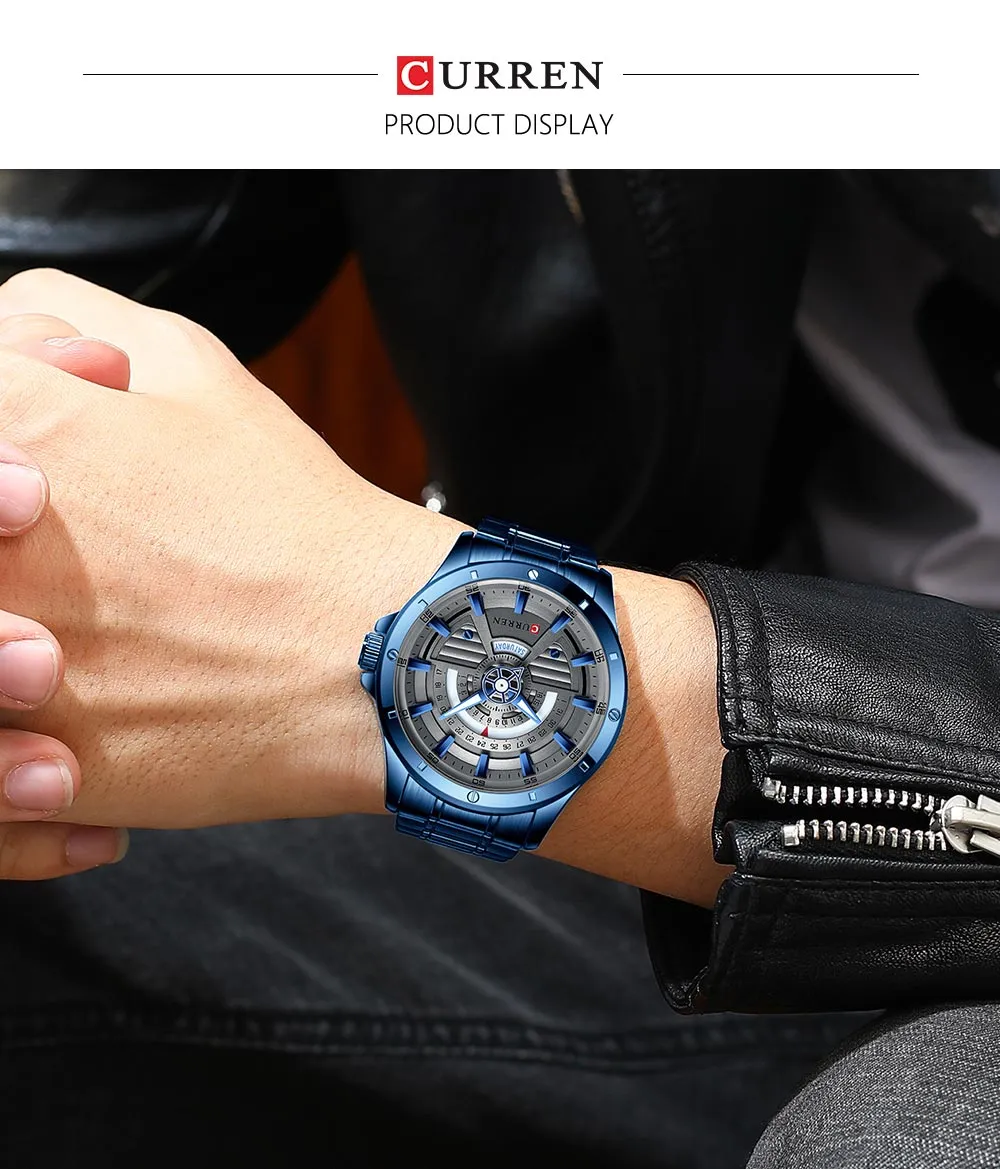 CURREN Original Brand Stainless Steel Band Wrist Watch For Men With Brand (Box & Bag)-8381