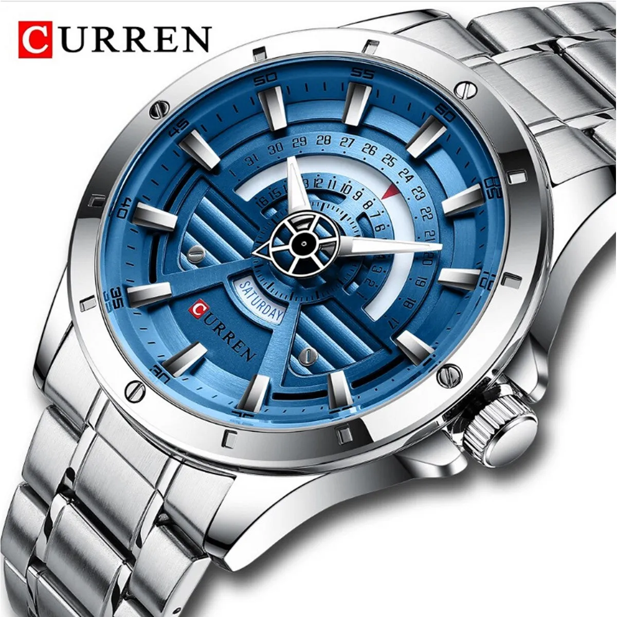 CURREN Original Brand Stainless Steel Band Wrist Watch For Men With Brand (Box & Bag)-8381