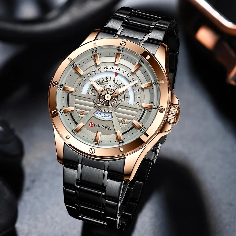 CURREN Original Brand Stainless Steel Band Wrist Watch For Men With Brand (Box & Bag)-8381