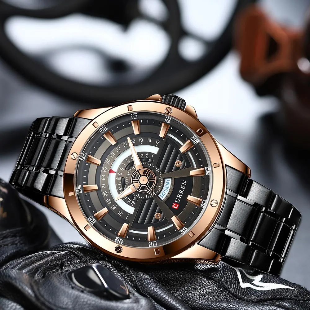 CURREN Original Brand Stainless Steel Band Wrist Watch For Men With Brand (Box & Bag)-8381