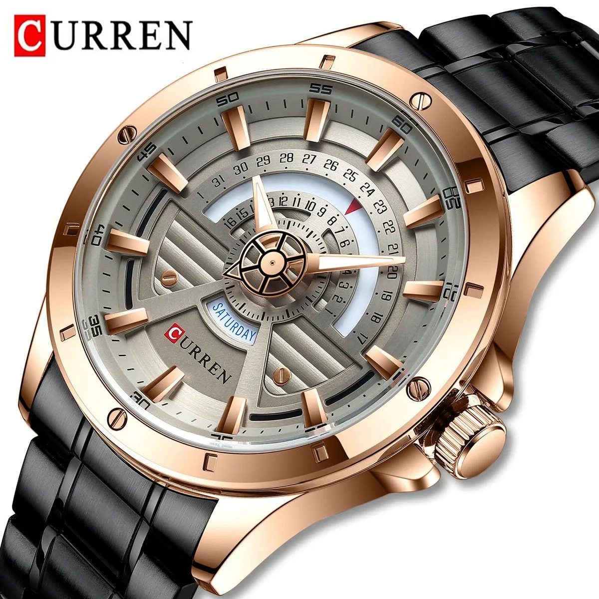 CURREN Original Brand Stainless Steel Band Wrist Watch For Men With Brand (Box & Bag)-8381