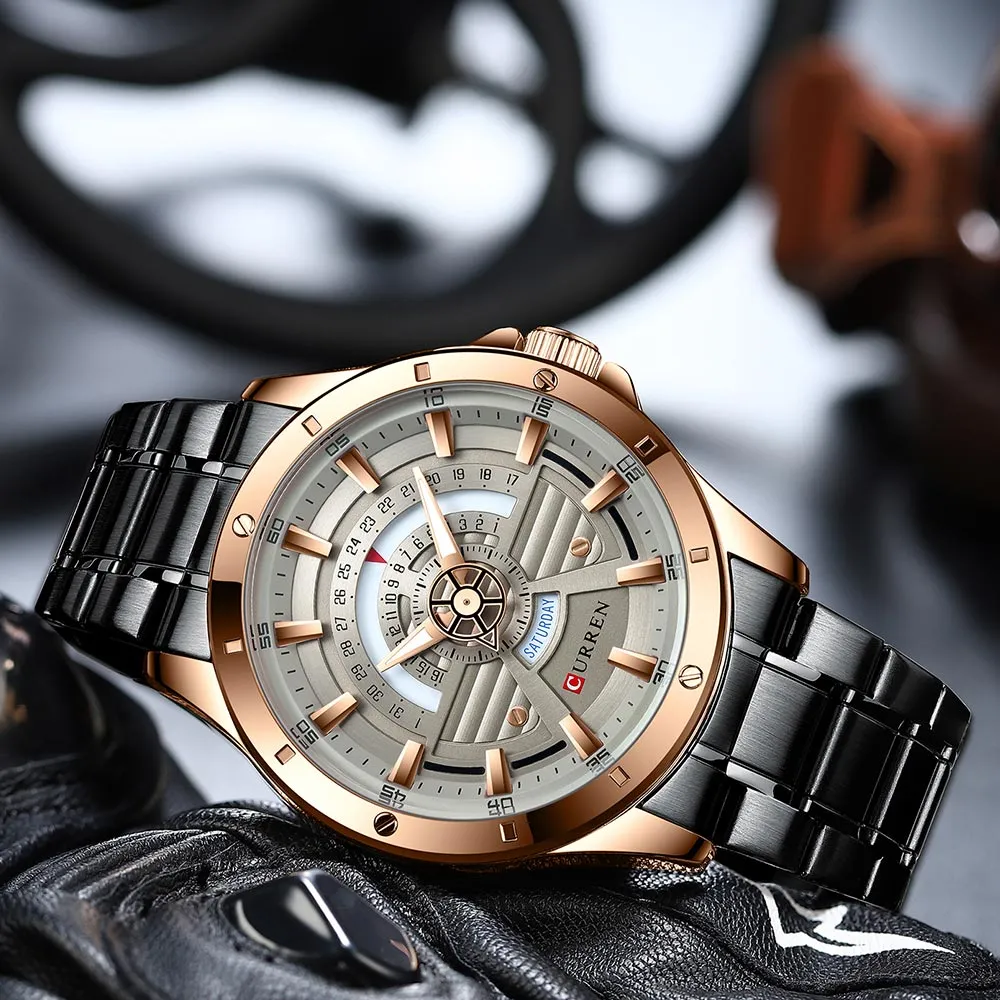 CURREN Original Brand Stainless Steel Band Wrist Watch For Men With Brand (Box & Bag)-8381