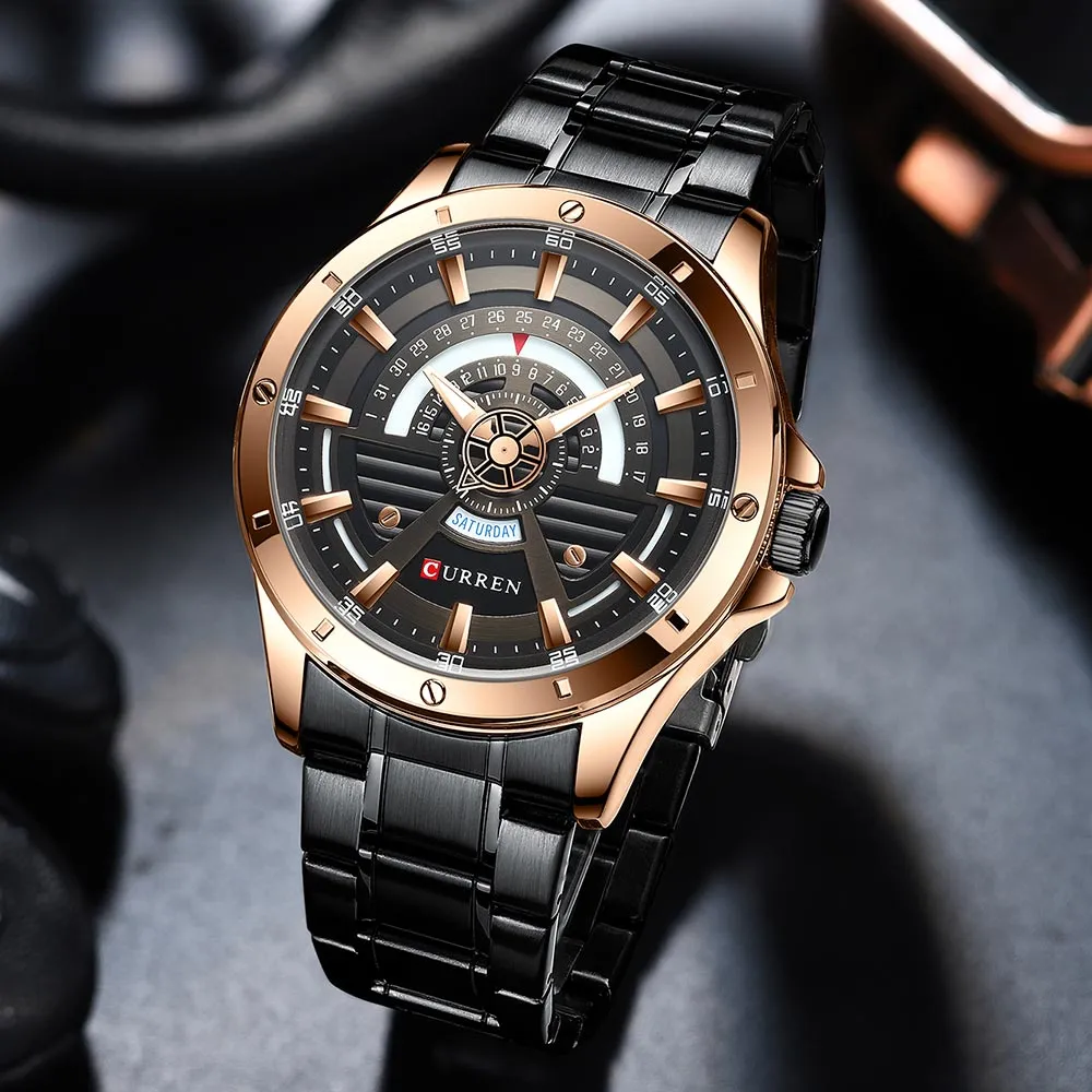 CURREN Original Brand Stainless Steel Band Wrist Watch For Men With Brand (Box & Bag)-8381