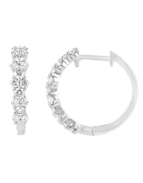 Diamond Earrings - 14ct White Gold Diamond Set Hoops - 770708