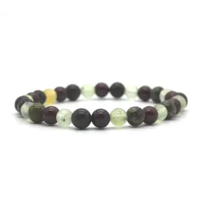 Dragon Blood Jasper, Garnet & Prenhite Stretch Bracelet - 6mm