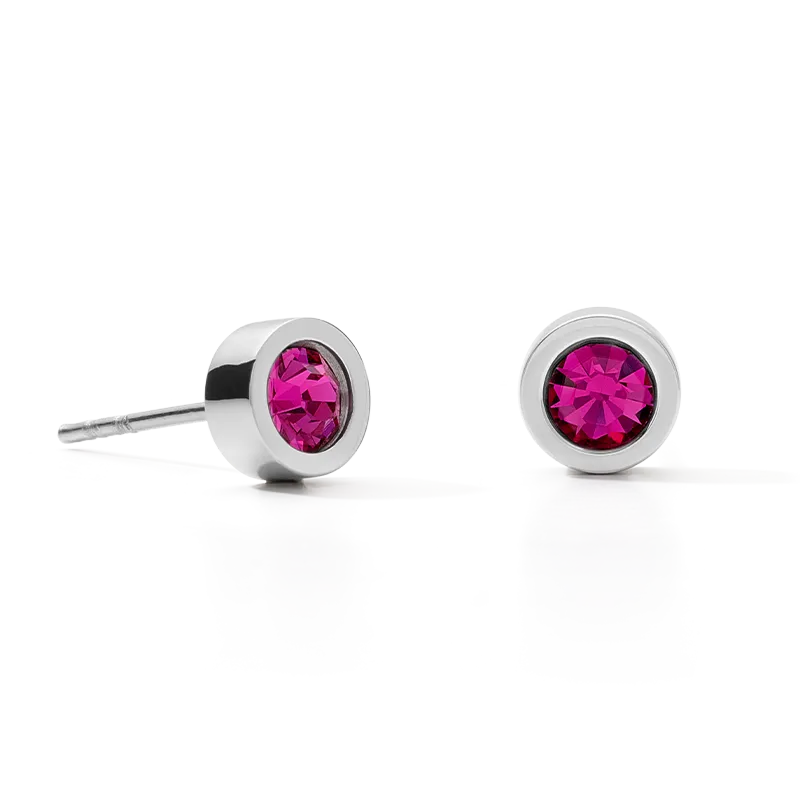 Earrings Crystal & stainless steel silver pink