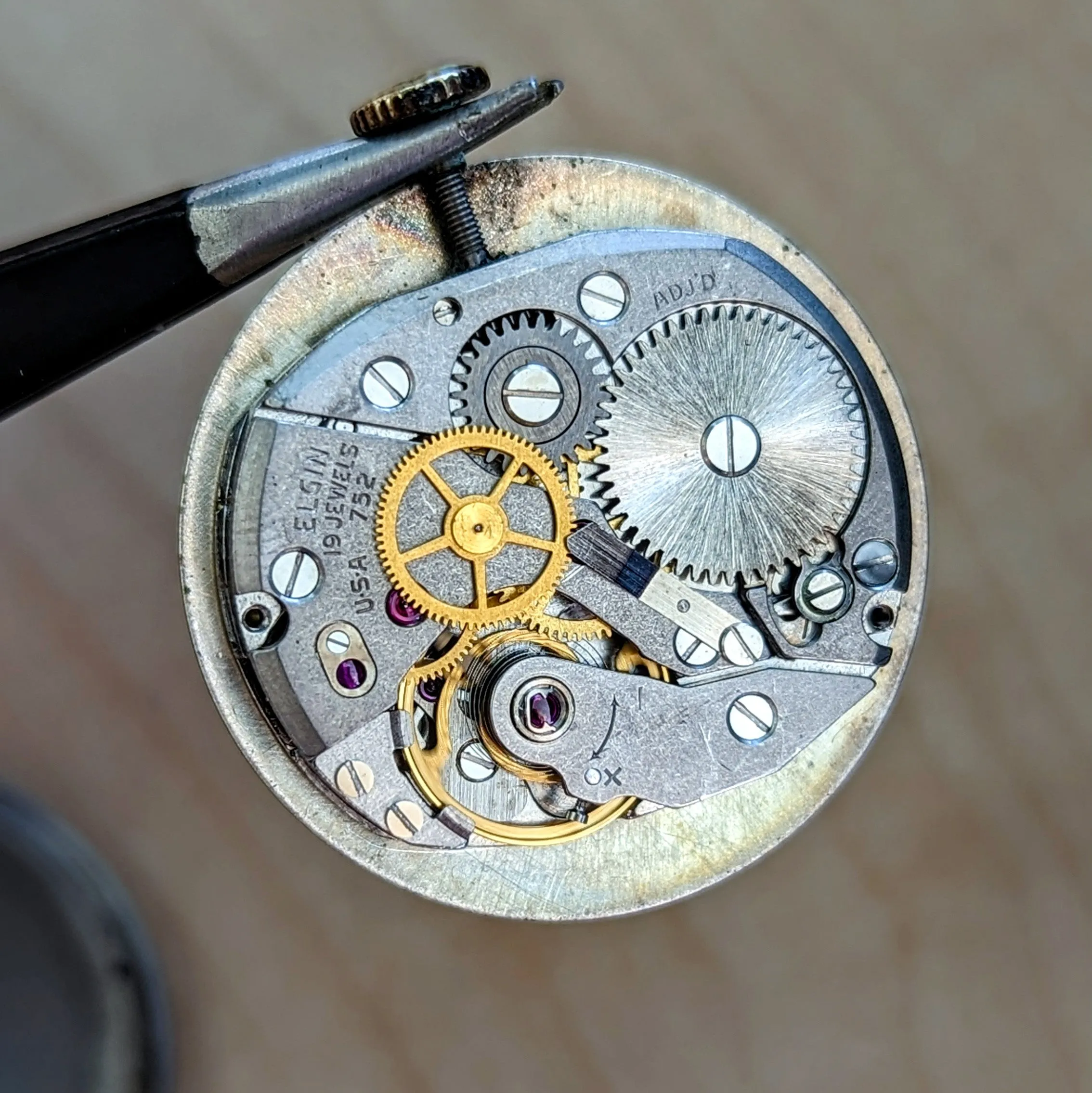 ELGIN DuraPower Wristwatch 19 Jewels Ref. 4254 Grade 752 Vintage U.S.A Watch