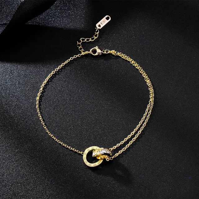 Embedded Zircon Round Roman Numerals Ankle Ornaments Charm Chain Anklet For Women