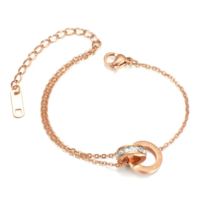 Embedded Zircon Round Roman Numerals Ankle Ornaments Charm Chain Anklet For Women