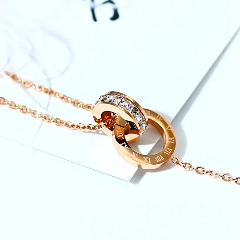 Embedded Zircon Round Roman Numerals Ankle Ornaments Charm Chain Anklet For Women