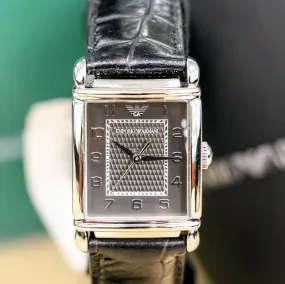EMPORIO ARMANI Classic Edition Vintage Style Watch Tank Case AR0424 - Double Box & Papers
