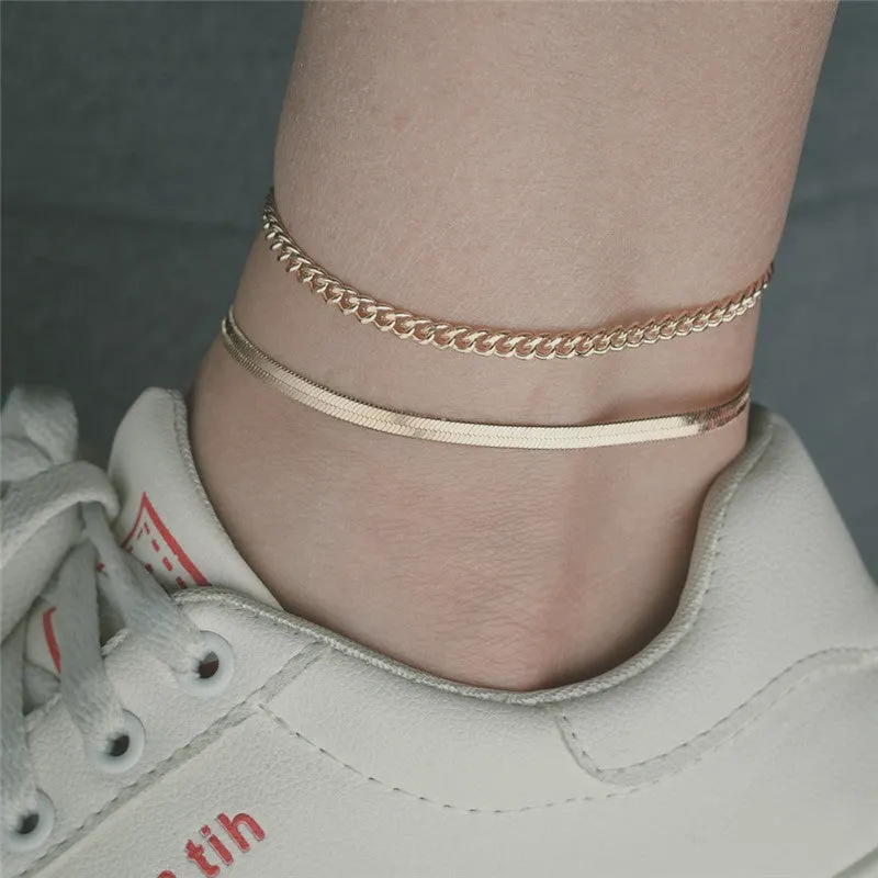 Fashion Bohemian Gold Snake Link Chain Anklets