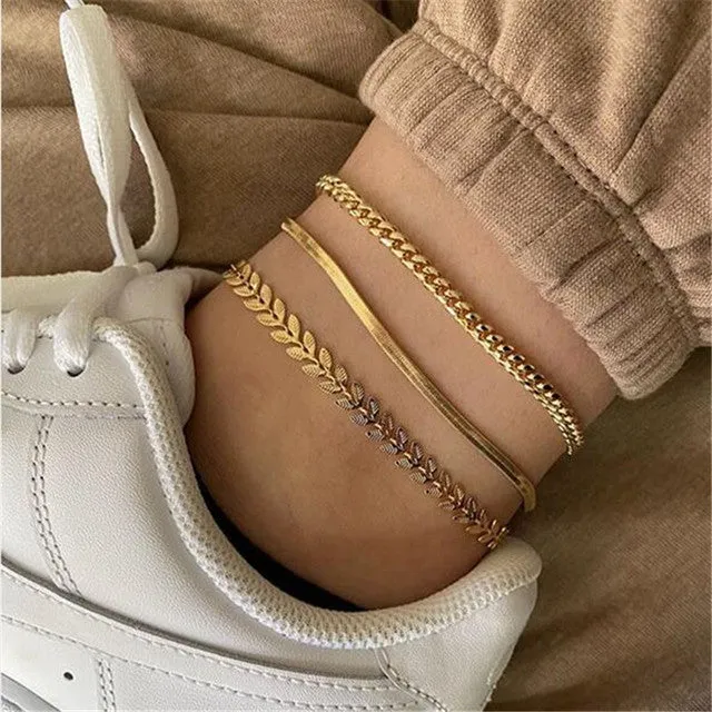 Fashion Bohemian Gold Snake Link Chain Anklets