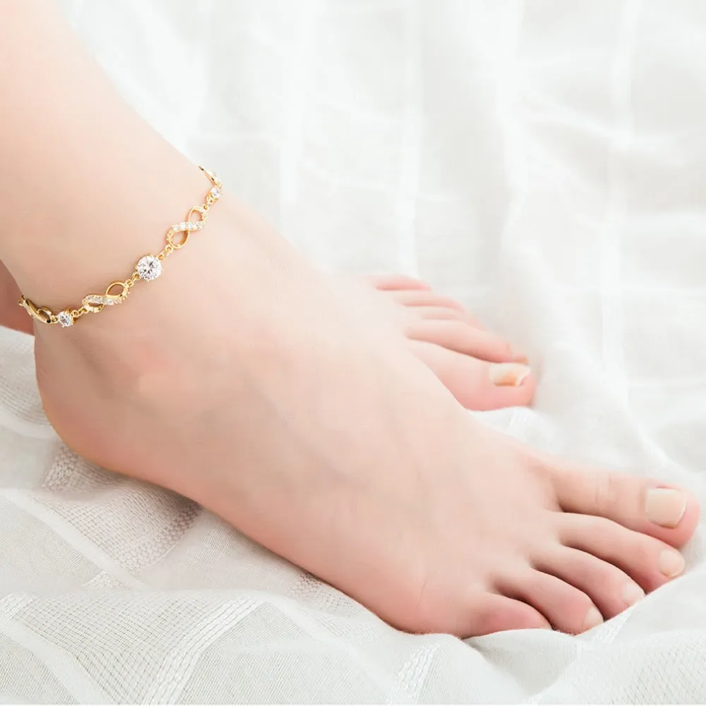 Fashion Bohemian Women Anklet Gold Leg Chain Big Rhinestone Anklets