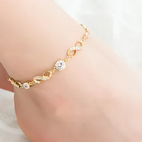 Fashion Bohemian Women Anklet Gold Leg Chain Big Rhinestone Anklets
