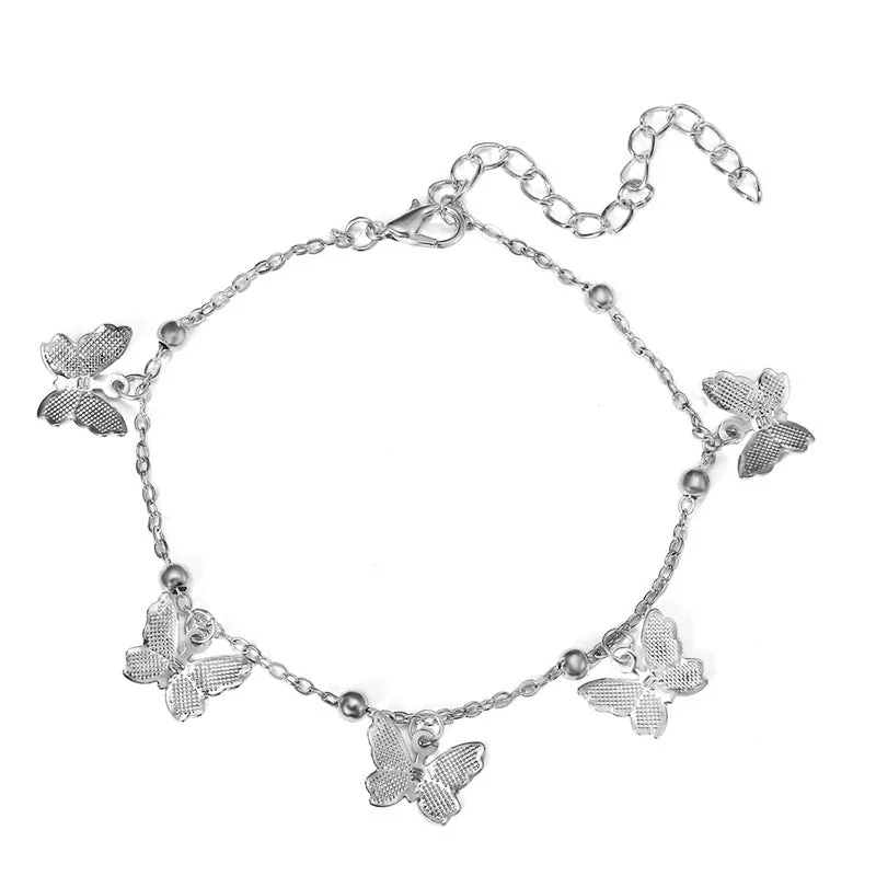 Fashion Butterfly Charms Anklets For Women Gold Silver Color Chain Ankle