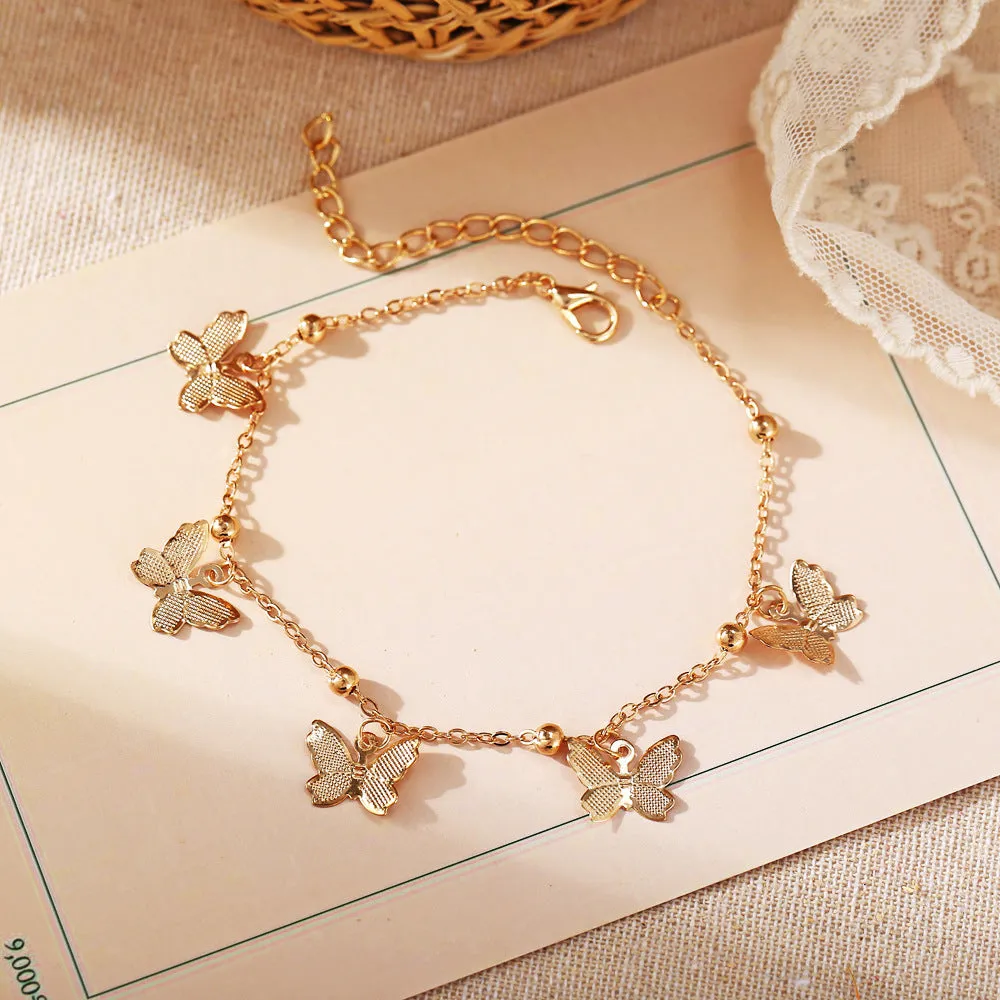 Fashion Butterfly Charms Anklets For Women Gold Silver Color Chain Ankle