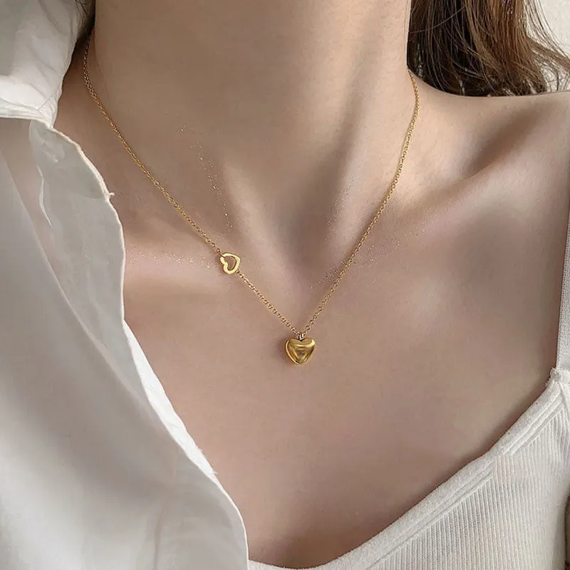 Fashion Fine Jewelry Vintage Love Heart Charms Chain Choker Necklaces Pendants For Women