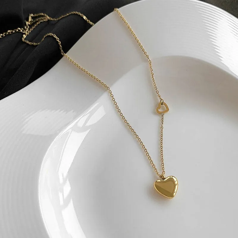 Fashion Fine Jewelry Vintage Love Heart Charms Chain Choker Necklaces Pendants For Women