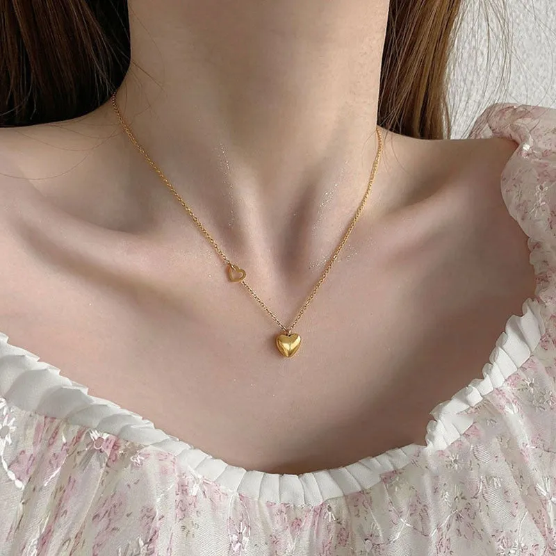 Fashion Fine Jewelry Vintage Love Heart Charms Chain Choker Necklaces Pendants For Women