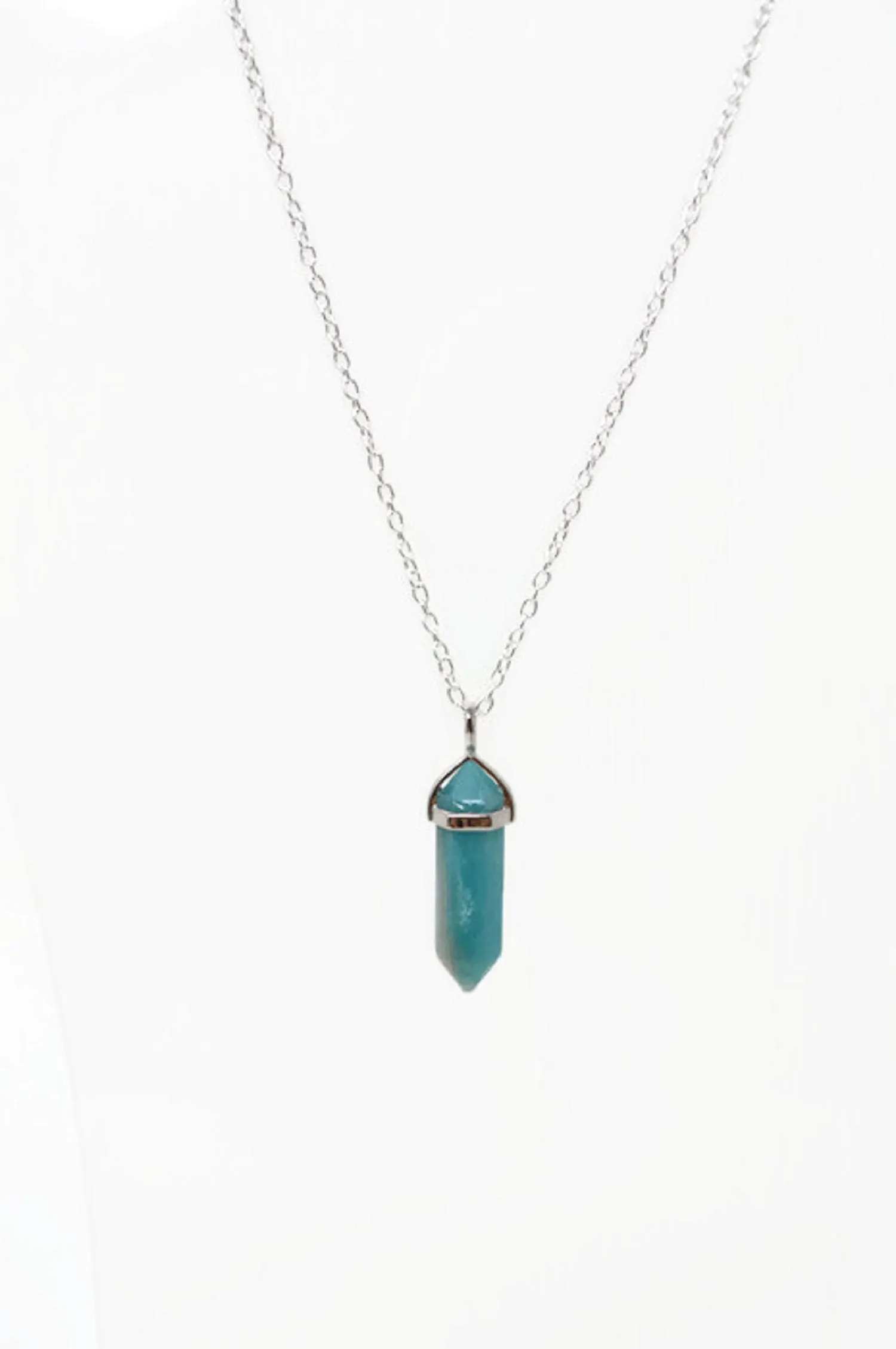 Genuine Amazonite Gemstone Point Necklace. - Choose Length.