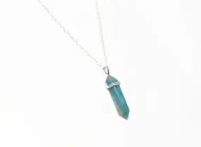 Genuine Amazonite Gemstone Point Necklace. - Choose Length.