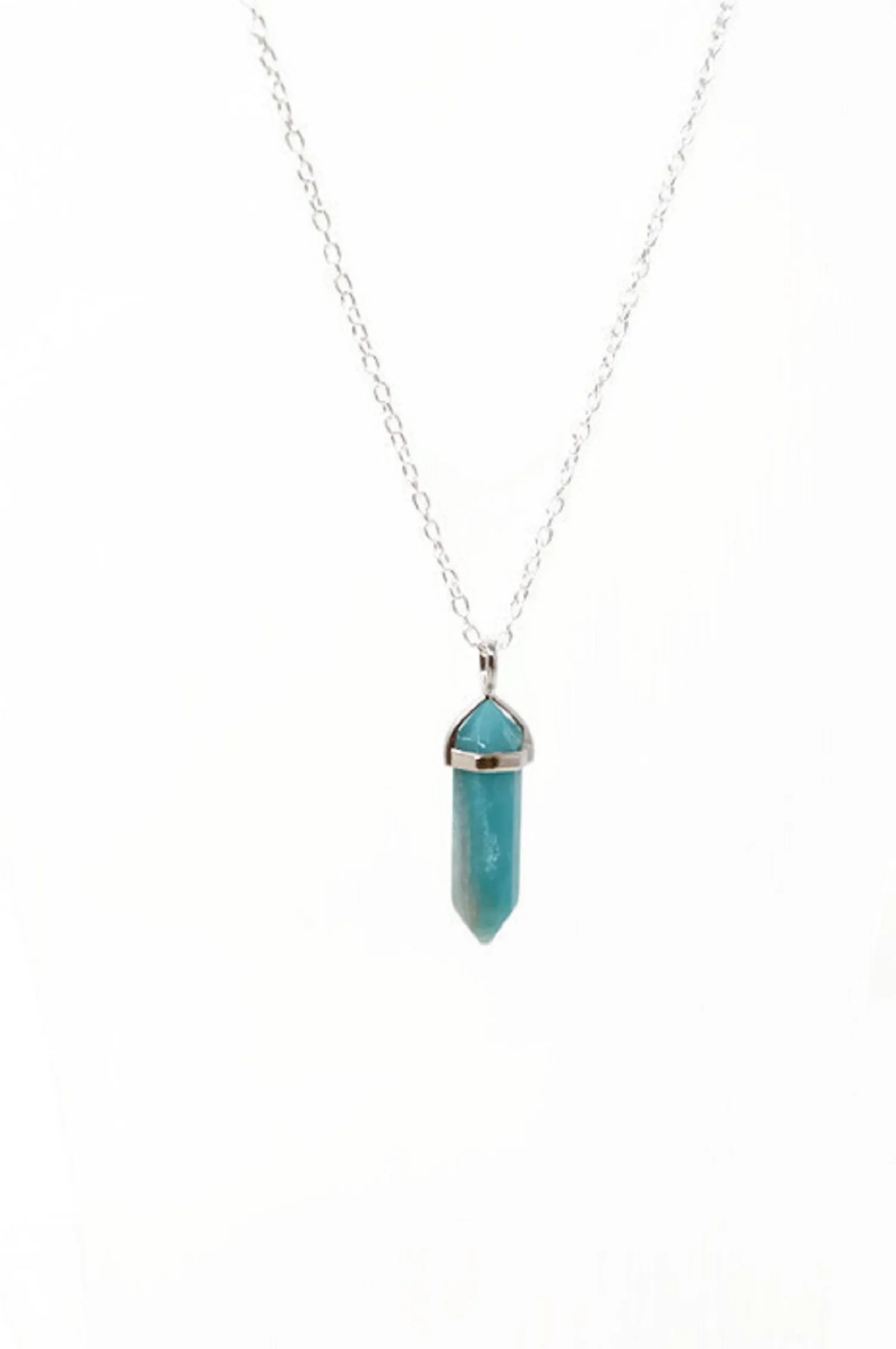 Genuine Amazonite Gemstone Point Necklace. - Choose Length.