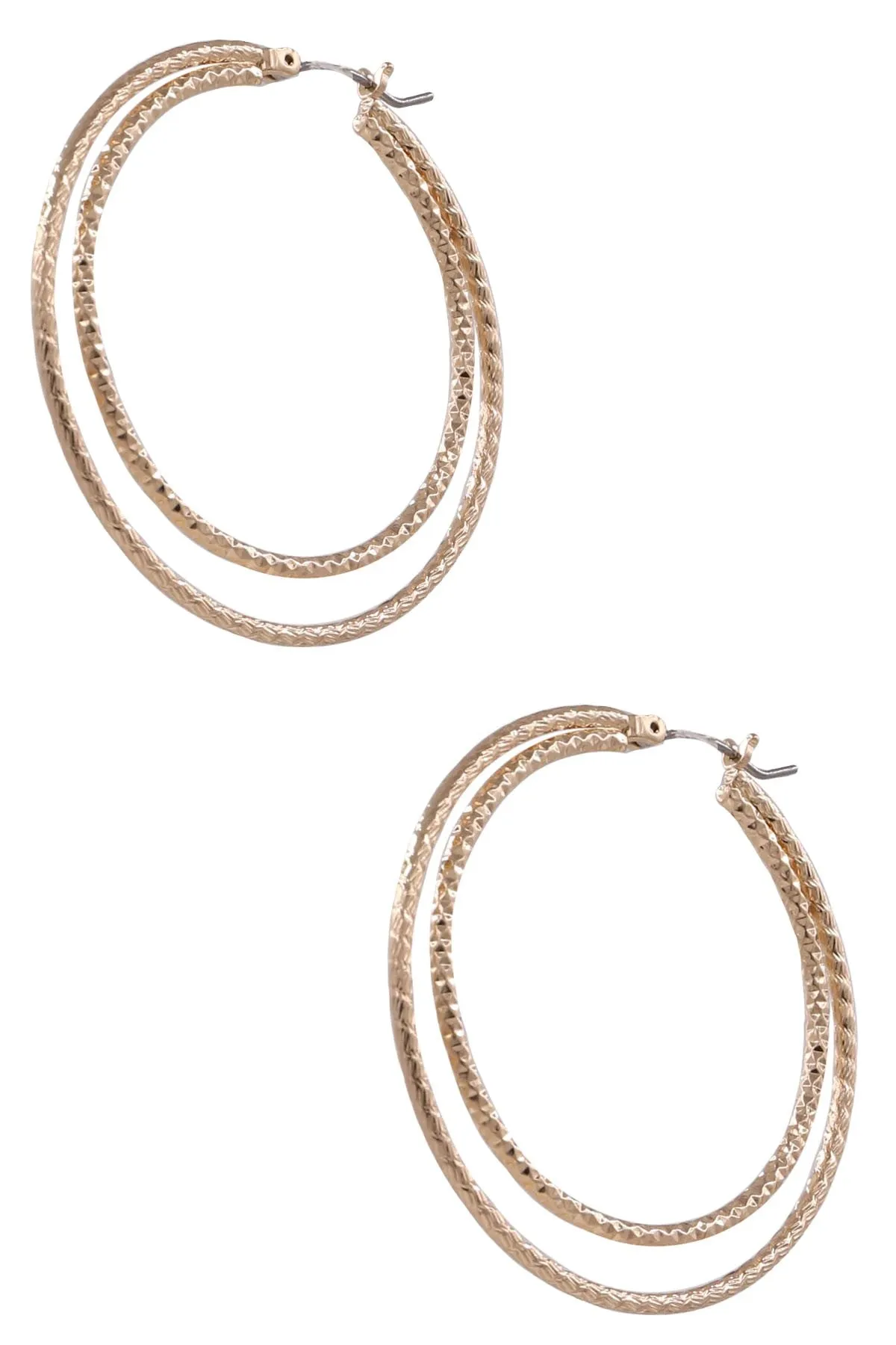 Gold Brass Double Hoops