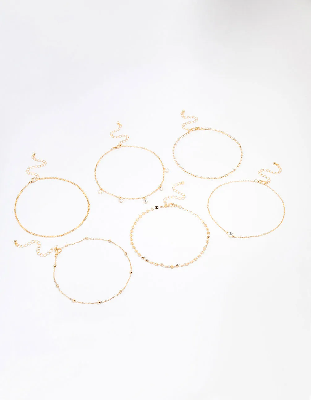 Gold Diamante Choker Necklace 6-Pack
