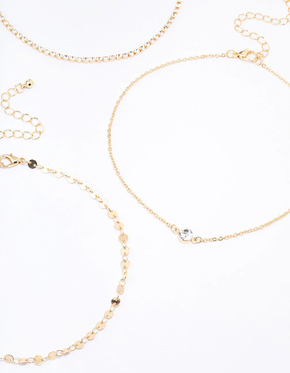 Gold Diamante Choker Necklace 6-Pack