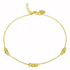 Gold Plated 925 Sterling Silver 3 Link Anklets - DIA00006GP