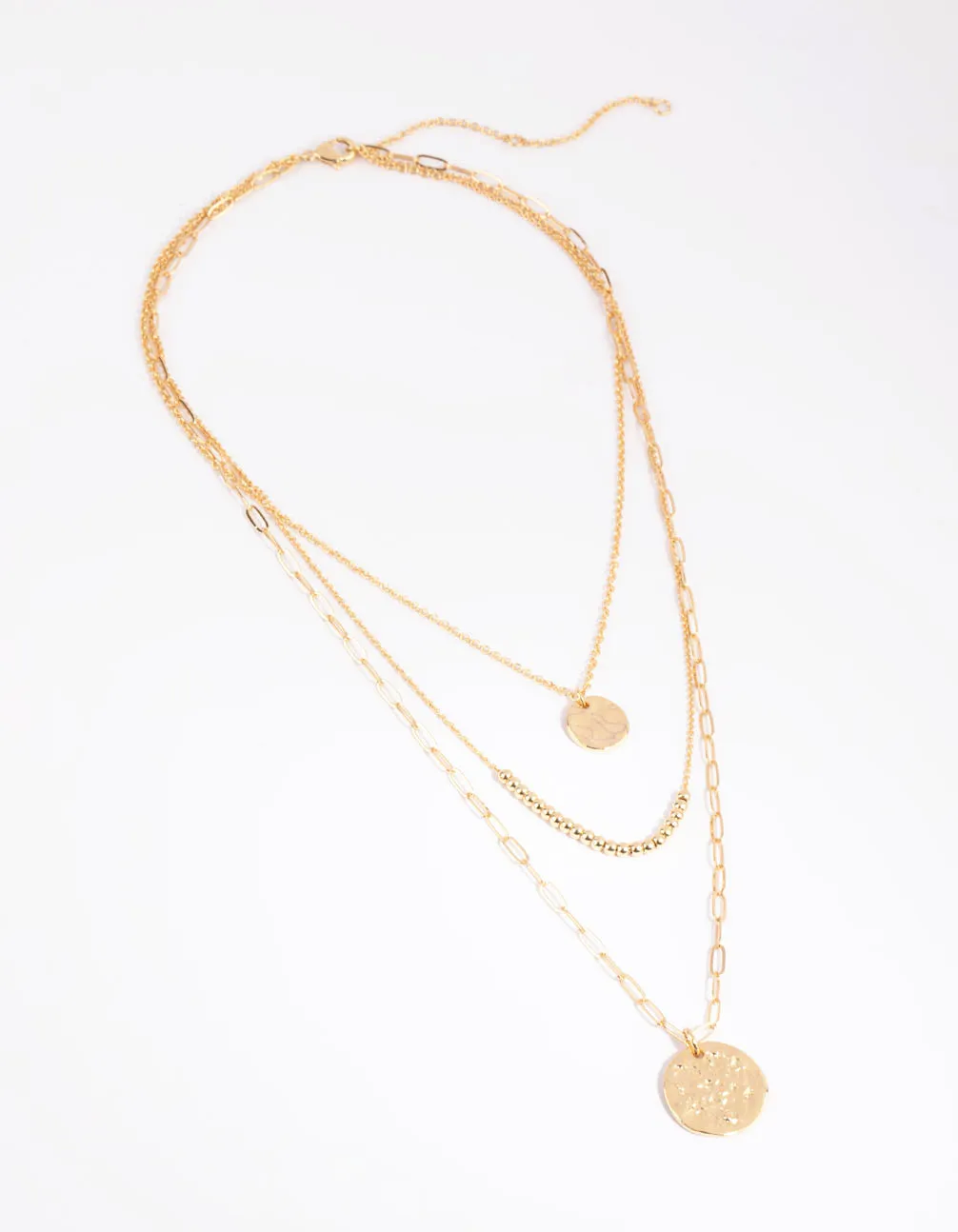 Gold Plated Disc & Ball Necklace Layered Necklace