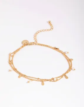 Gold Plated Freshwater Pearl Anklet Set